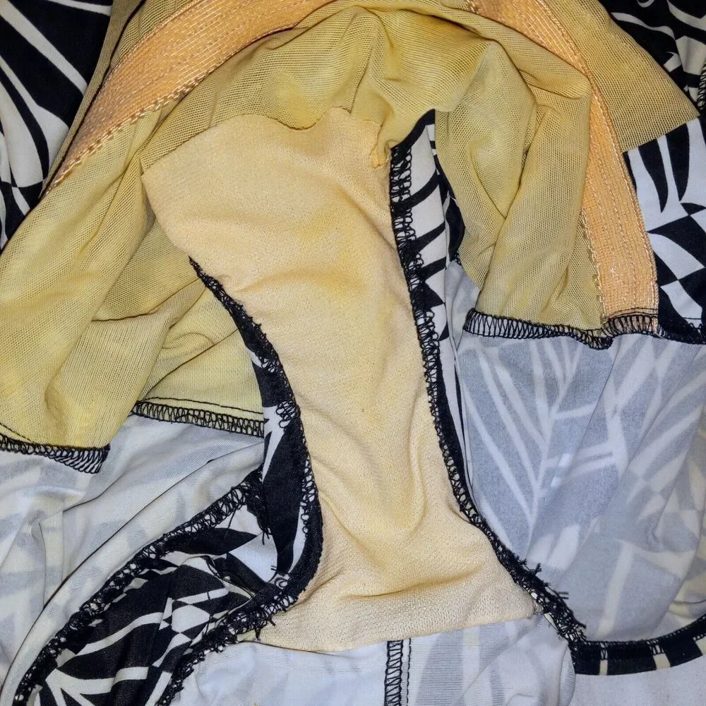 VTG Maxine Of Hollywood Palm Leaf One Piece Swimsuit-Size 12-Ruched-Lined-Pads